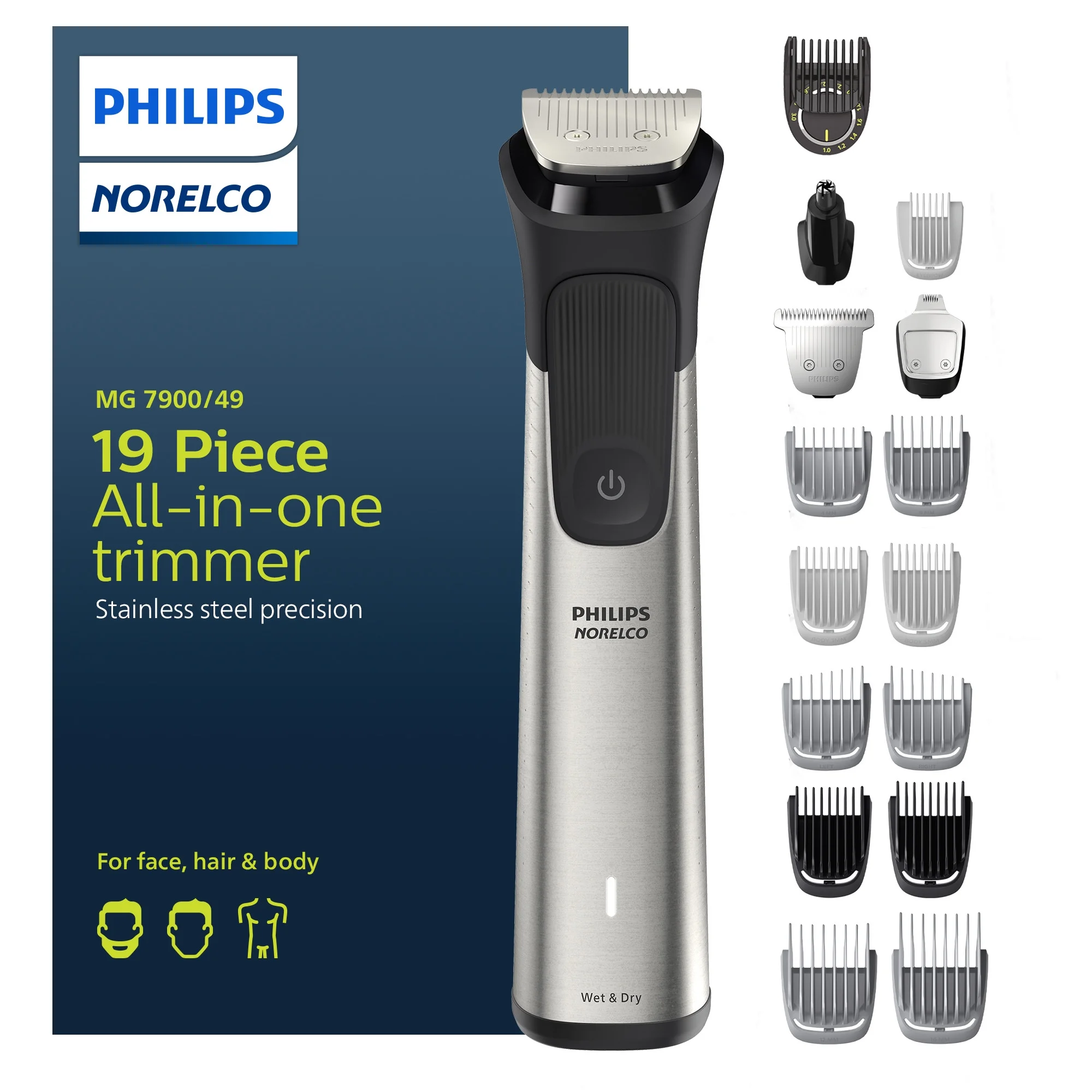 Philips® Norelco MultiGroom Series 7000 MG7900/49 เครื่องตกแต่งขน หนวด เส้นผม