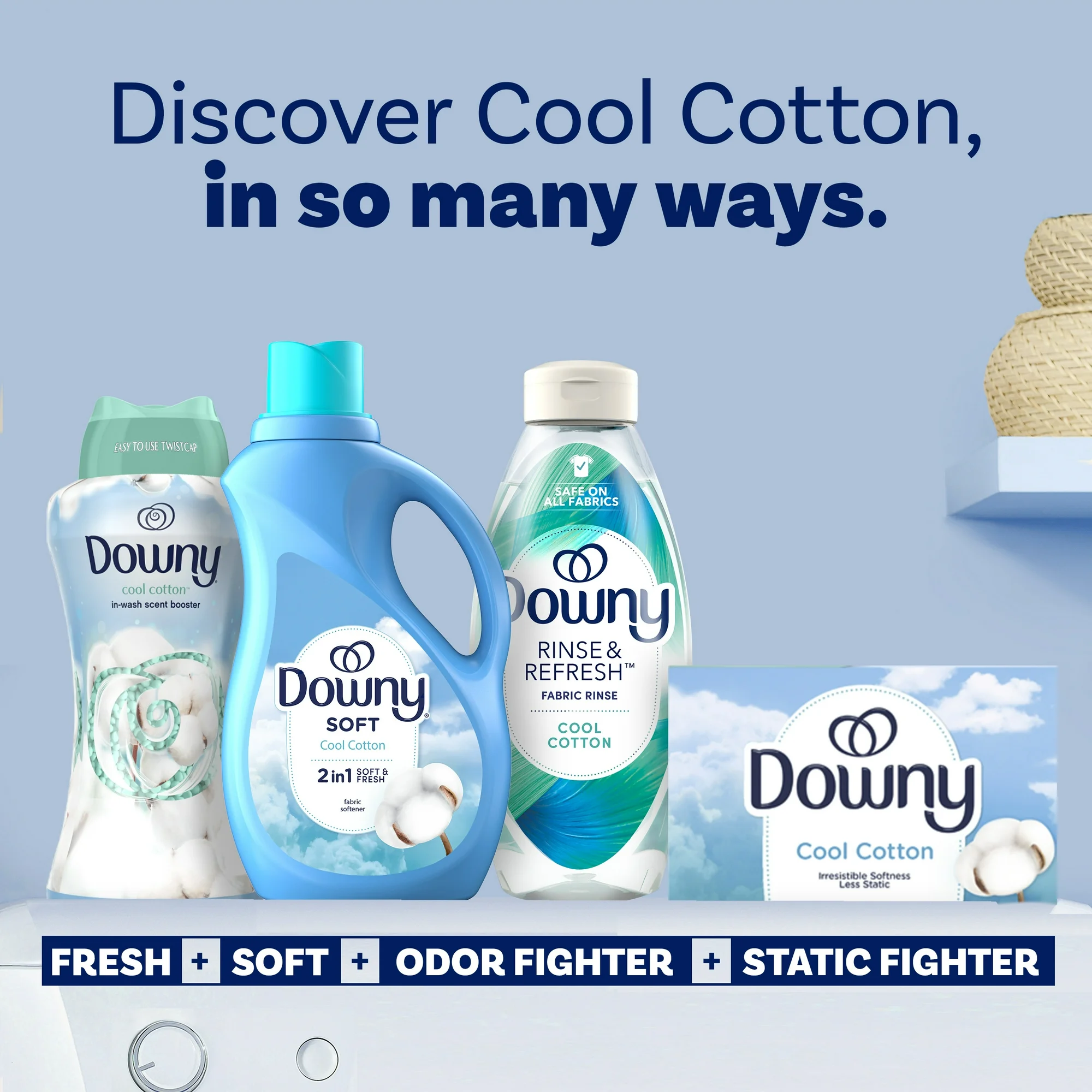 Downy® Cool cotton fraicheur cotonniere dry sheet 240 Sheets แผ่นหอม อบผ้า ดาวน์นี่