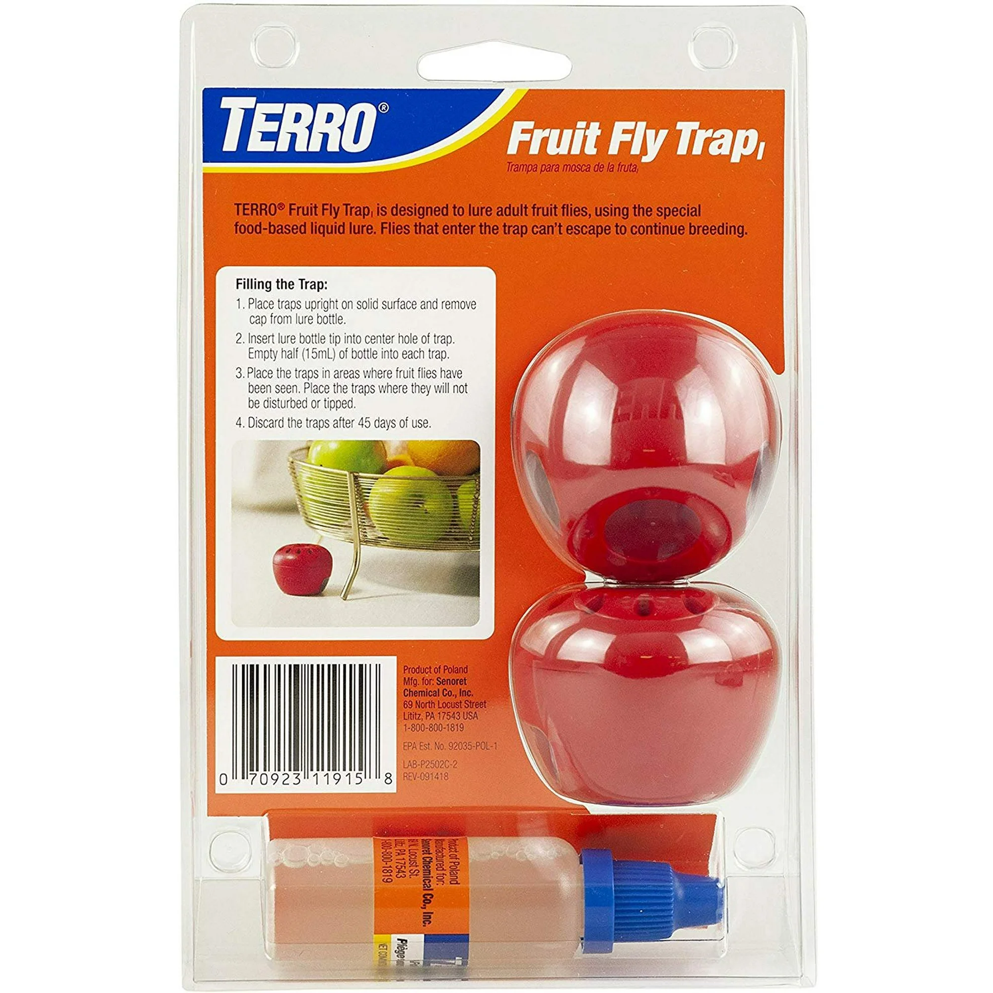 TERRO® Indoor Fruit Fly Trap Fast-Acting T2502, 2 Trap Ready-to-Use กับดัก แมลงวัน