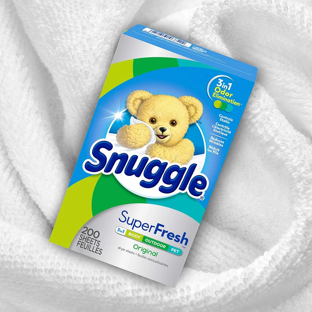 Snuggle® Fabric Softener Dryer Sheets Super Fresh Original 105 Sheets แผ่นอบผ้า กลิ่นออริจินอล
