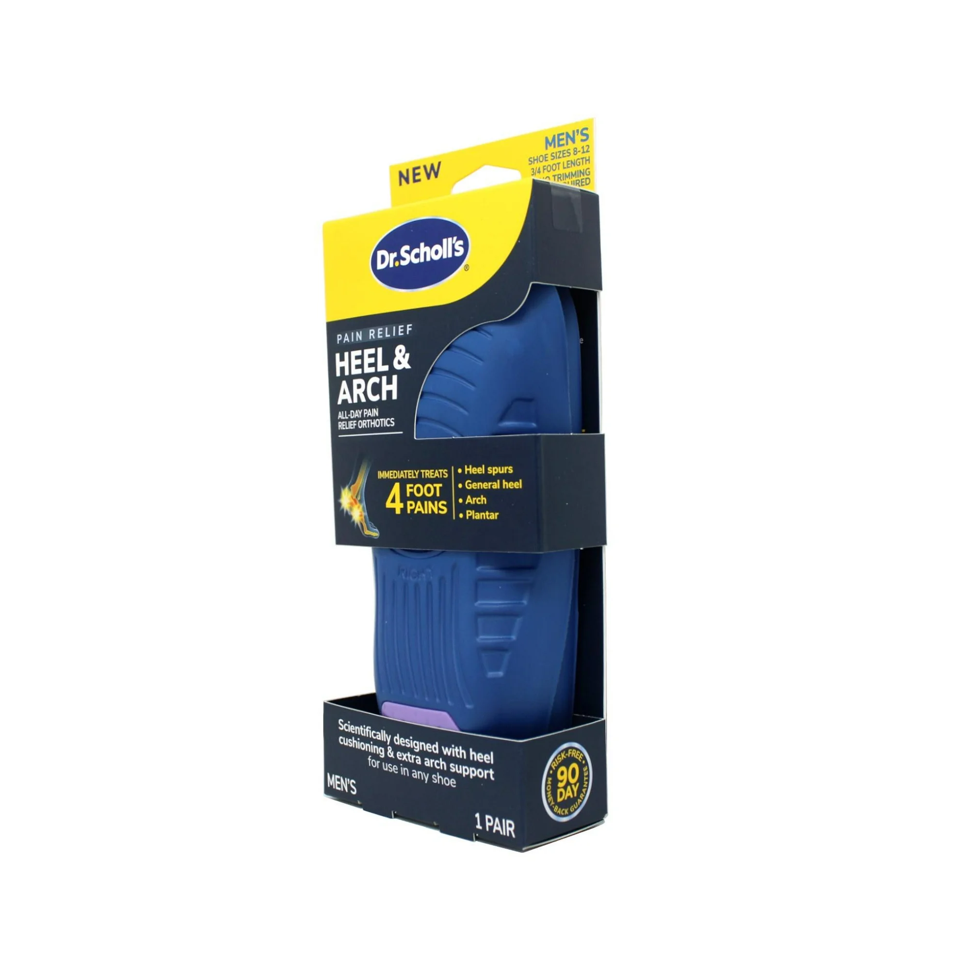 (Pre Order) Dr.Scholl's® Heel & Arch All-Day Pain Relief Orthotics, Men's 8-12, 3/4 Length แผ่นรอง รองเท้า