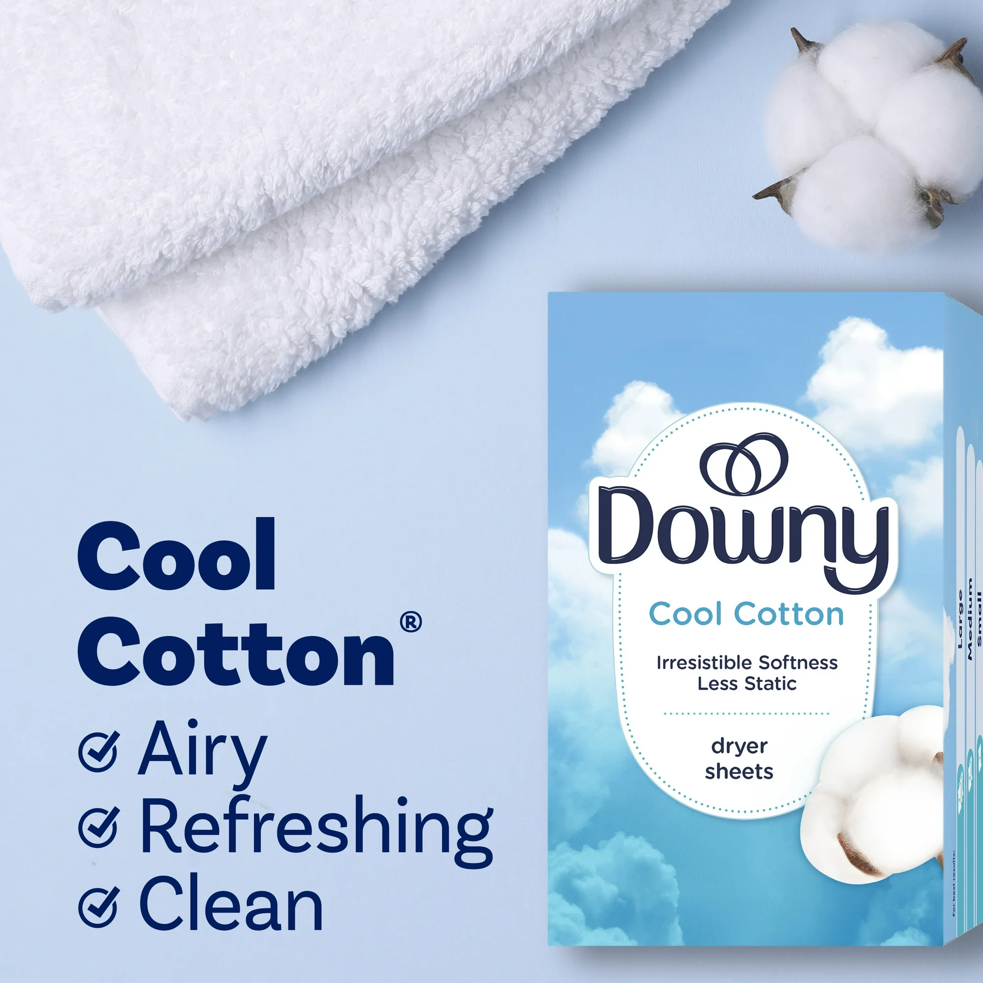 Downy® Cool cotton fraicheur cotonniere dry sheet 240 Sheets แผ่นหอม อบผ้า ดาวน์นี่