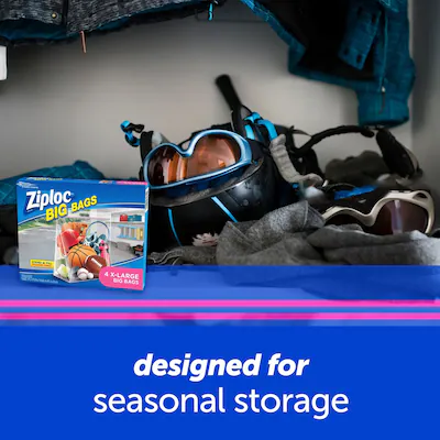 Ziploc® Big Bags Stand & Fill Expandable Bottom ถุงจัดเก็บอุปกรณ์ เก็บเสื้อผ้า ผ้าห่ม