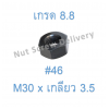 หัวน็อตมิลดำ M30 x เกลียว 3.5 ขอบ #46 หนา 24 มม. เกรด 8.8