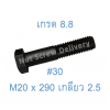 สกรูหัวเหลี่ยมมิลดำ M20 x 290 (เกลียว 2.5) ขอบ #30 เกรด 8.8