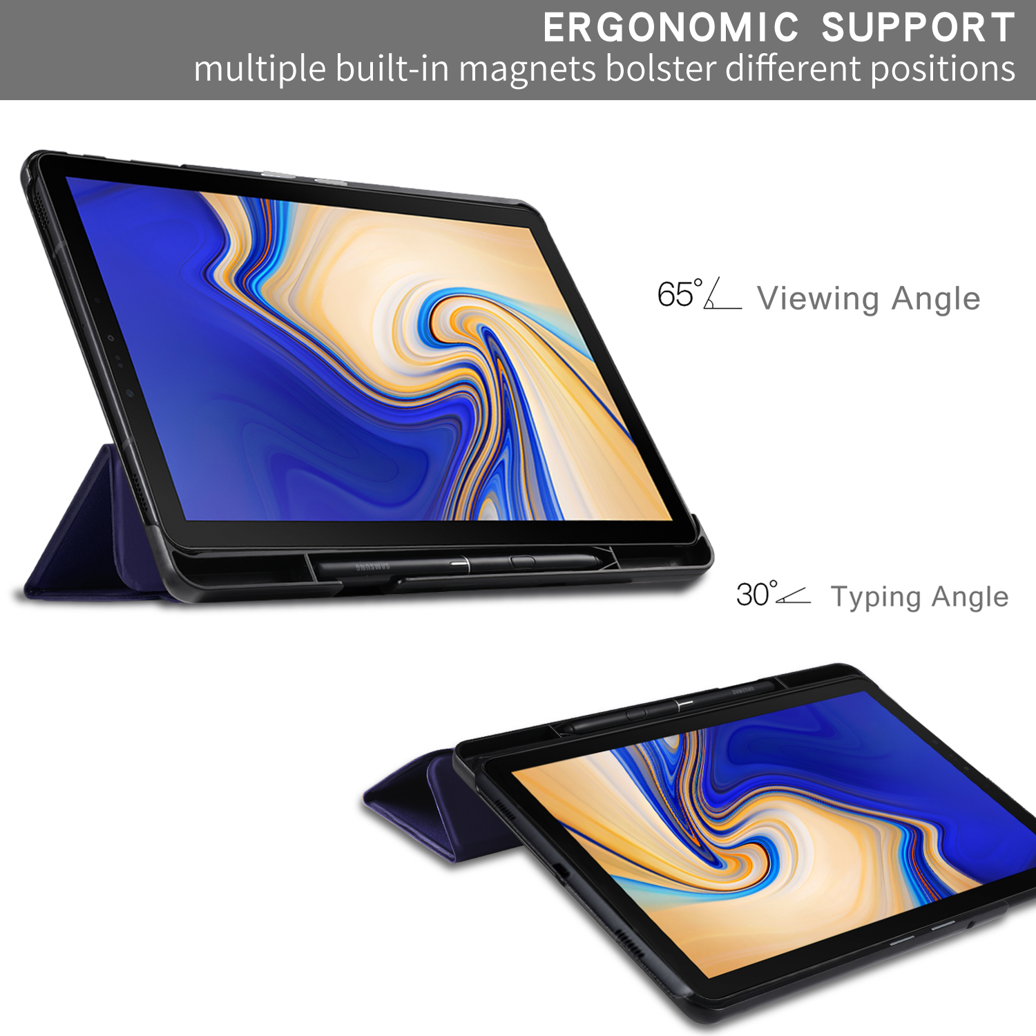 เคส Samsung Galaxy Tab S4 10.5 นิ้ว T830 T835 T837 #เคสฝาพับแบบ 3 พับ Tri-fold Stand PU Leather Wake /Sleep Protection