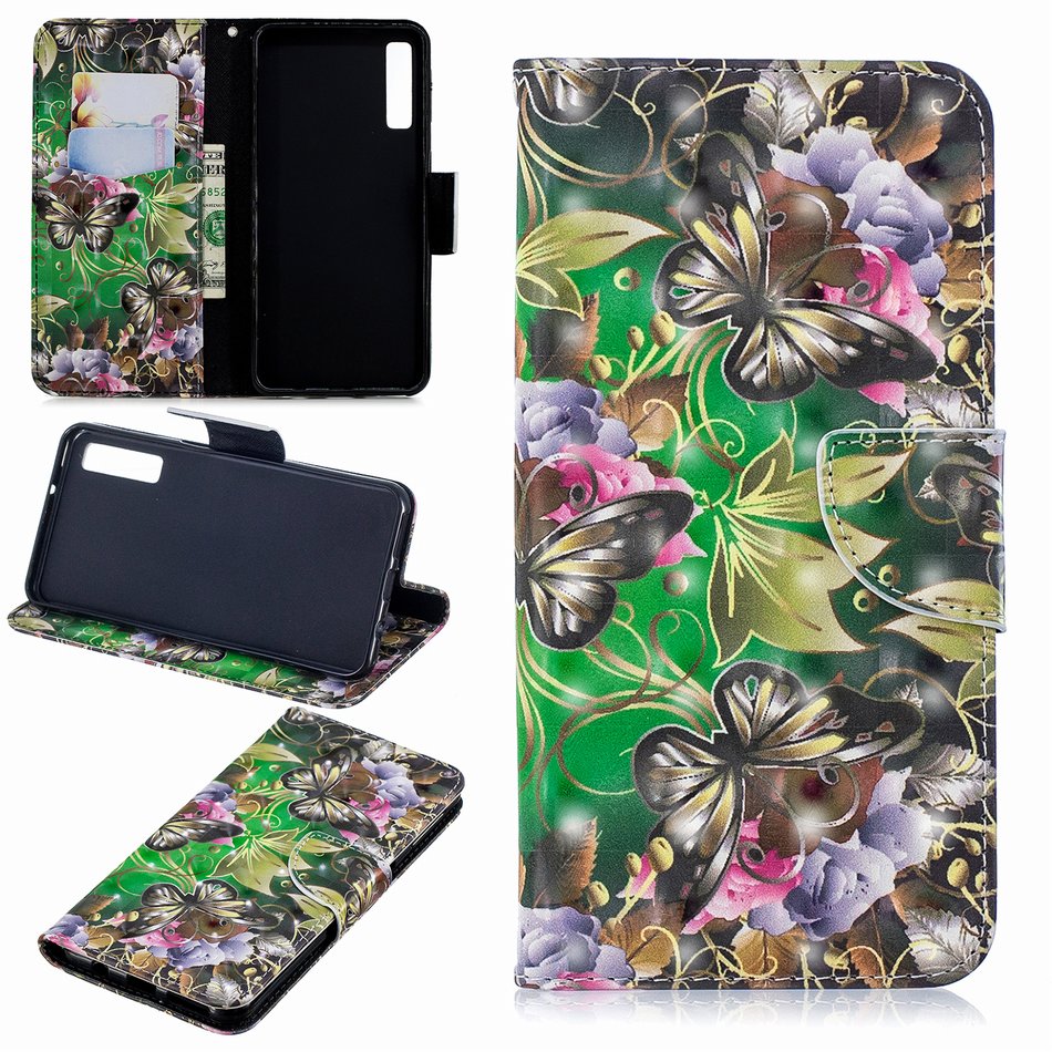 Case Samsung Galaxy A7 (2018) A750 #เคสฝาพับหนัง PU พิมพ์ลายแบบกระเป๋าสตางค์ลายน่ารักๆ
