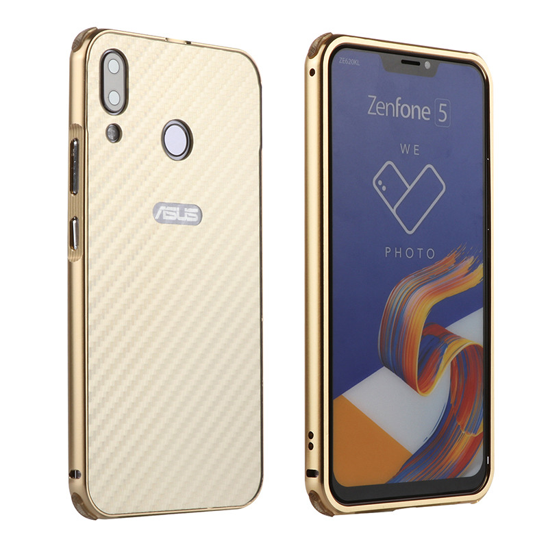 Case Asus Zenfone 5 ZE620KL / Zenfone 5Z ZS620KL #เคสฝาหลังกรอบโลหะ + ฝาหลังเลื่อนสไลด์ลายคาร์บอนไฟเบอร์