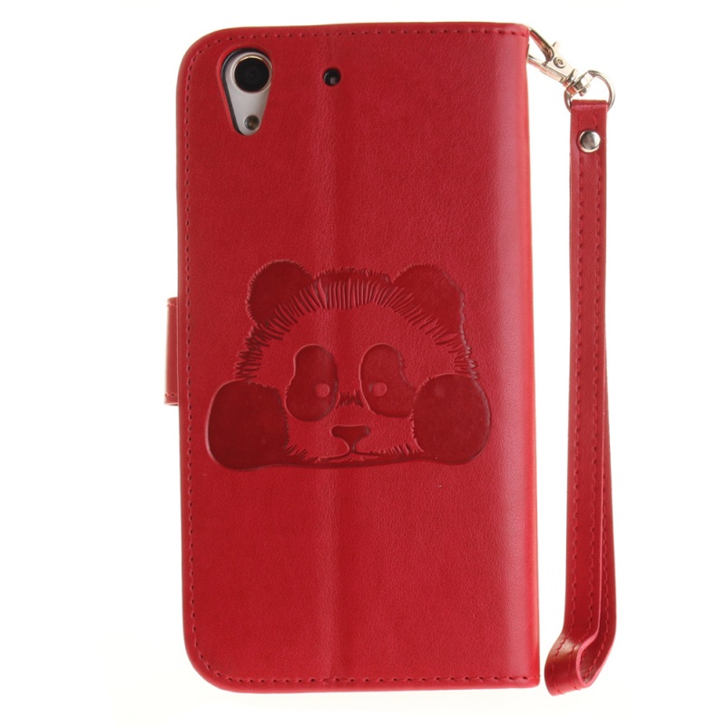 Case Huawei Y6 II #เคสหนังแบบฝาพับ ปั้มรูปแพนด้าสีสันสวยงาม
