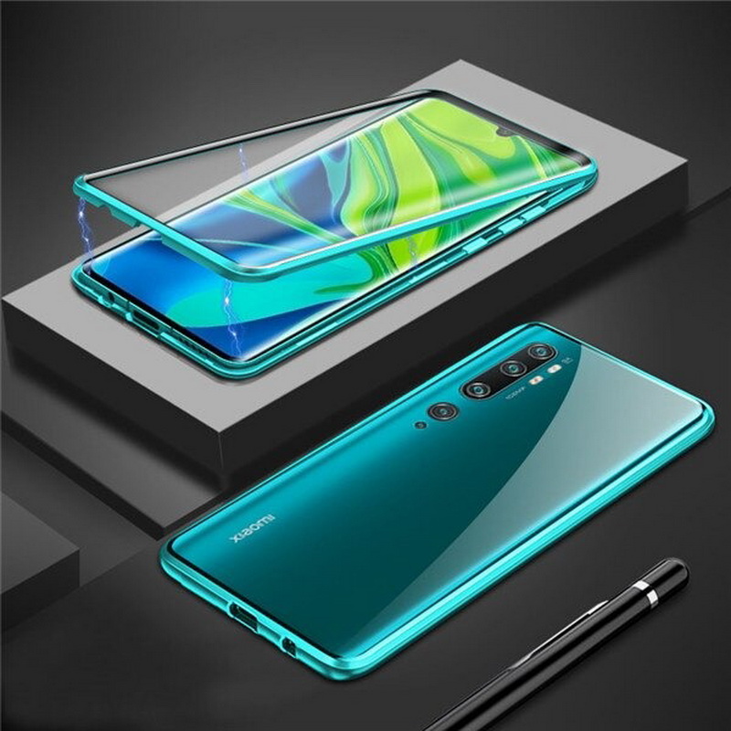 เคส Xiaomi Mi Note 10 Pro #เคสฝาครอบกระจกขอบโลหะดูดซับแม่เหล็ก Fully Protection Magnetic Adsorption Glass Metal Phone Protective
