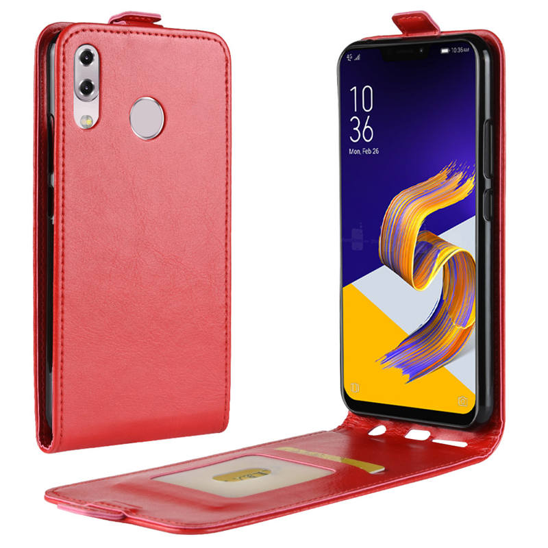 CaseAsus Zenfone 5 ZE620KL / 5z ZS620KL #เคสฝาพับหนัง PU ผิวหนังม้าแนวตั้ง Crazy Horse Vertical Leather