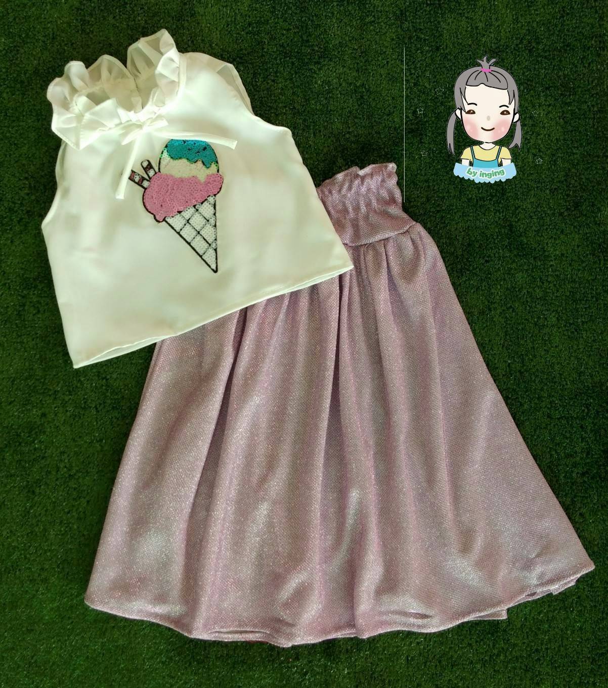 set เสื้อไอติมกับกระโปรง เด็กหญิง