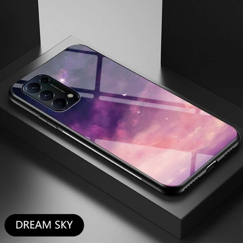 เคส OPPO Reno 5 Pro 5G #เคสฝาหลัง Gradient Color Glass + PC + TPU Hybrid Case