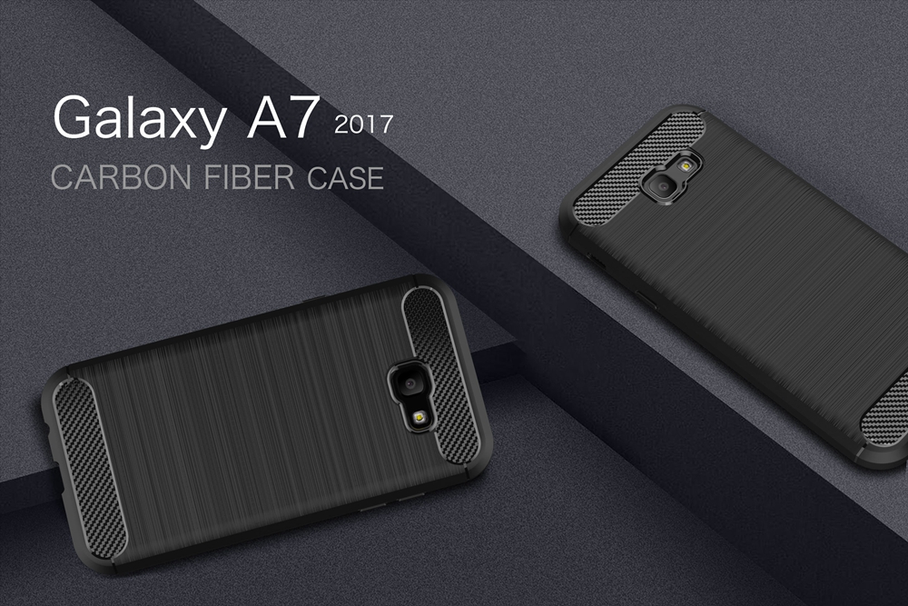 เคส Samsung Galaxy A7 2017 #เคสคาร์บอนไฟเบอร์ TPU นิ่ม - สีดำ #พร้อมส่ง
