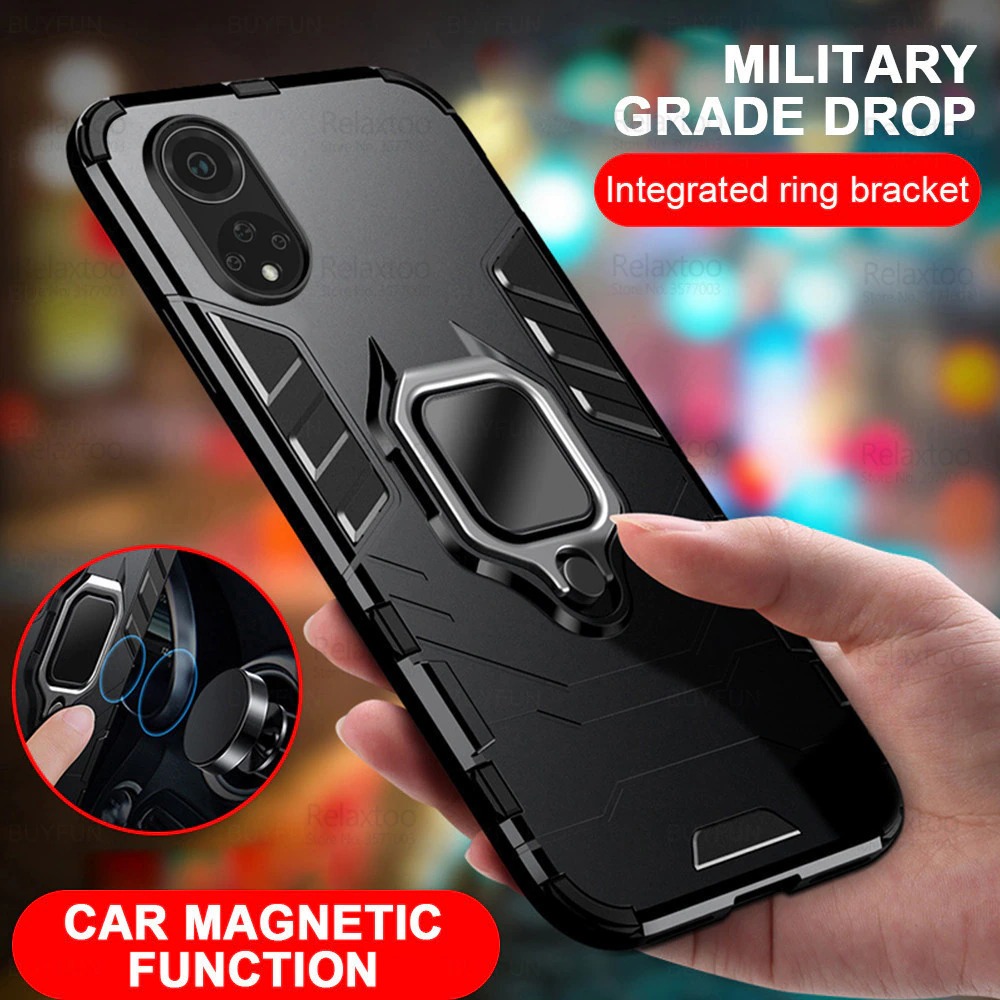 Case Huawei Nova 9 #เคสฝาหลังพลาสติกแข็ง +TPU Hybrid Case มีแหวนสวมนิ้วโลหะ