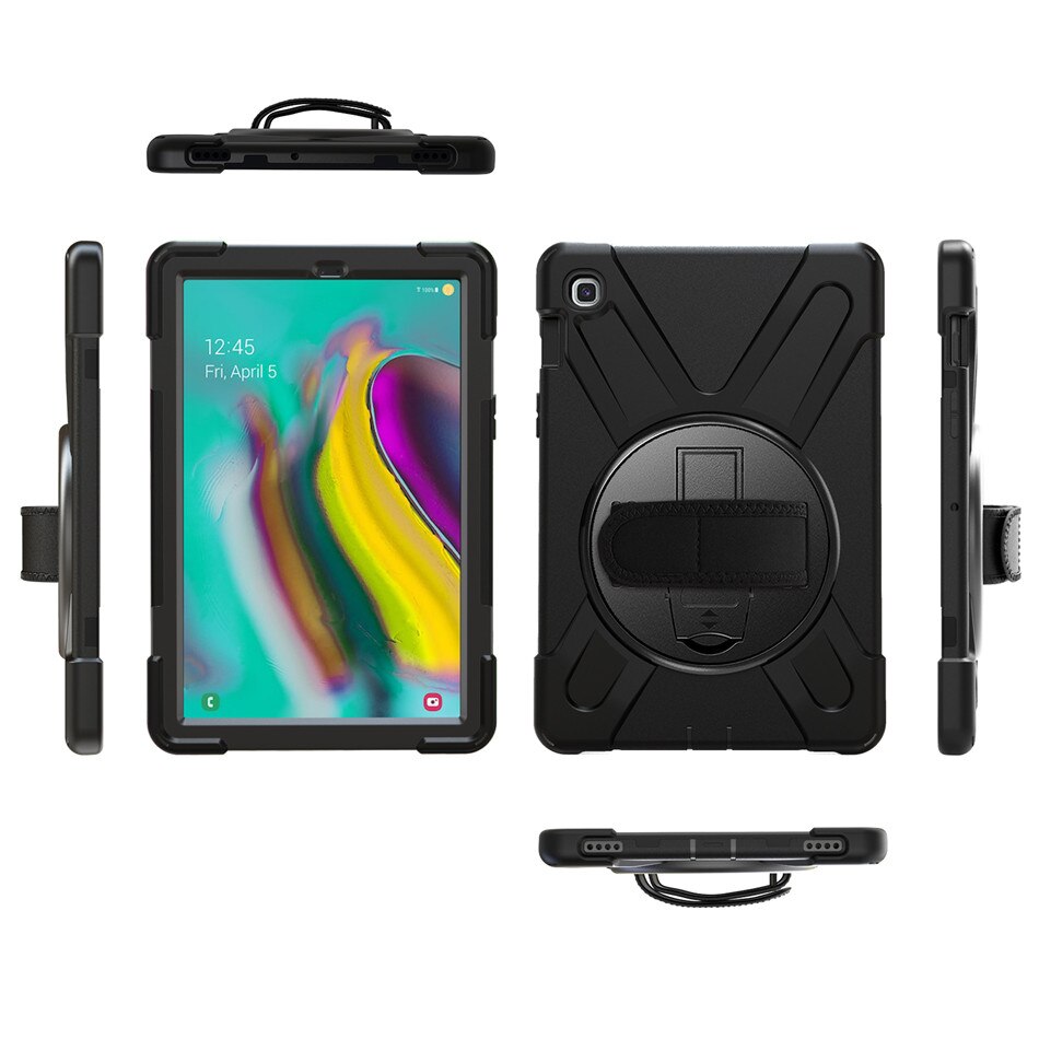 เคส Samsung Galaxy Tab S5e SM-T720 #เคสฝาหลังกันกระแทก X-Shape 360 Degree Rotary Kickstand PC + Silicone มีสายคล้องมือ มีสายคล้องไหล่