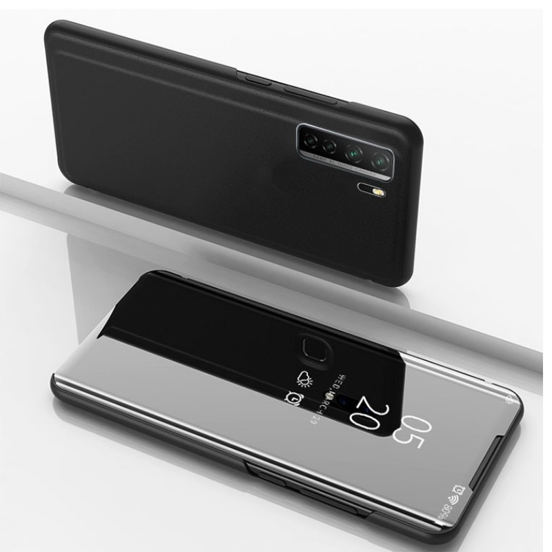 Case Huawei Nova 7 SE #เคสฝาพับปกโปร่งแสงผิวเงา Electroplating Mirror Surface Window View