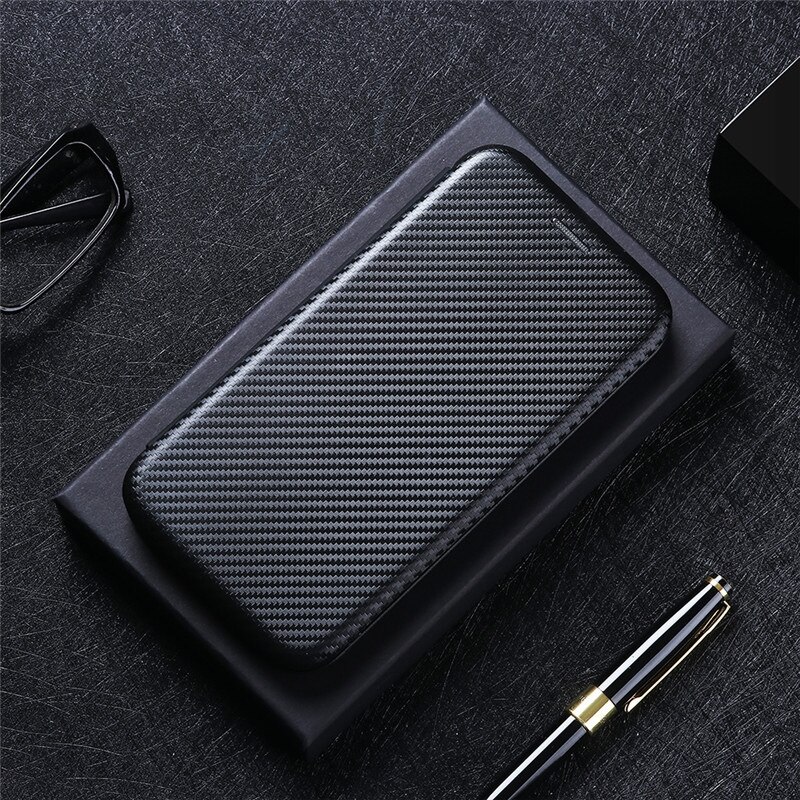 เคส Xiaomi Mi Note 10 Pro #เคสฝาพับลายคาร์บอนไฟเบอร์มีช่องใส่การ์ด Carbon Fiber Wallet Card Slot Magnet Stand Phone Cover
