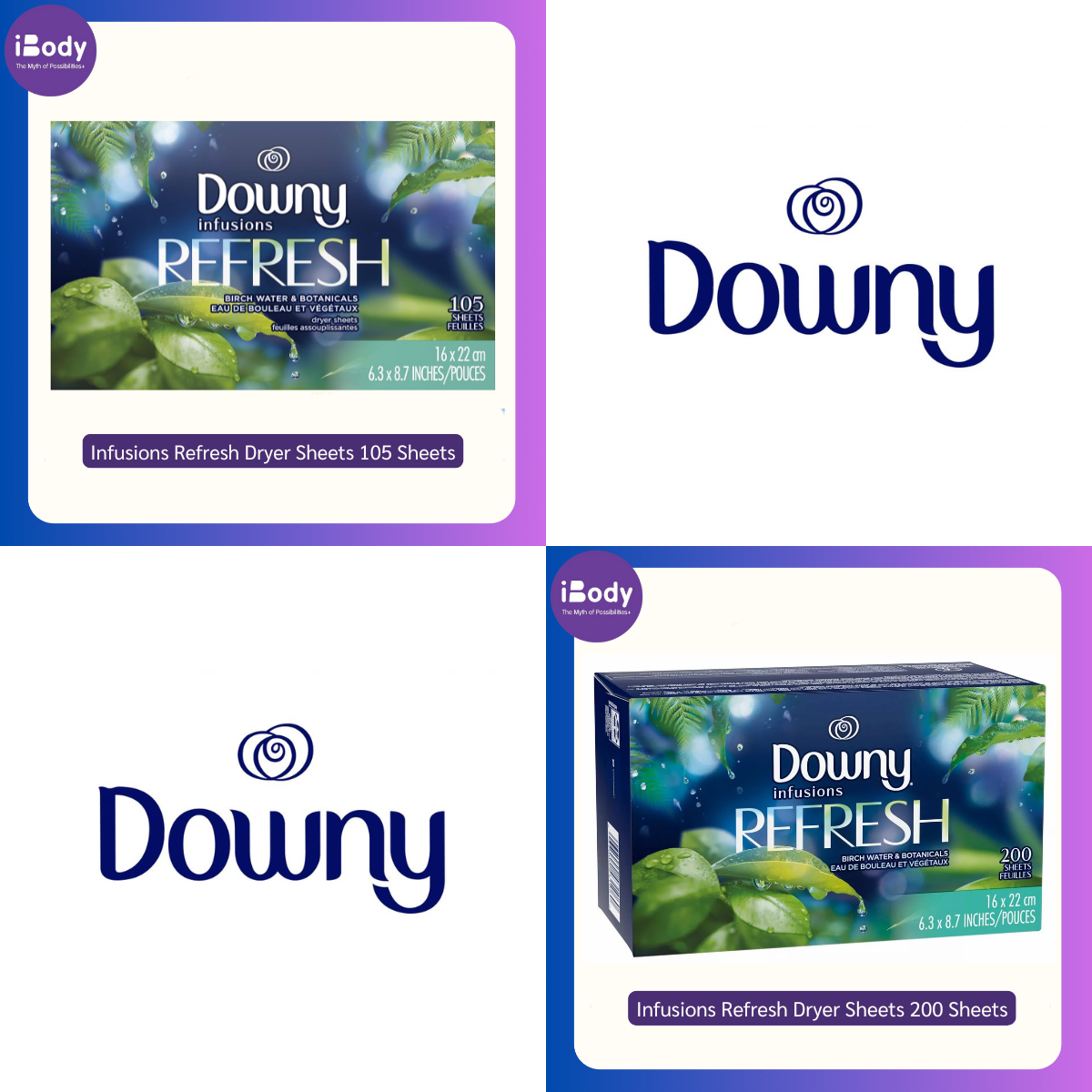 Downy® Infusions Refresh Dryer Sheets 105, 200 Sheets แผ่นหอมอบผ้า ดาวน์นี่