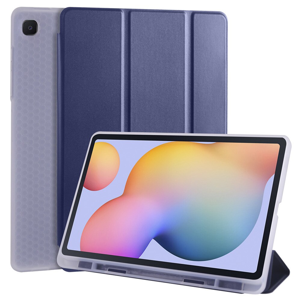 Case Samsung Galaxy Tab S6 Lite 10.4 SM-P610 P615 P617 #เคสฝาพับหนัง PU แบบ 3 พับมีช่องเก็บปากกา Soft TPU Tri-fold Stand Leather Smart Tablet