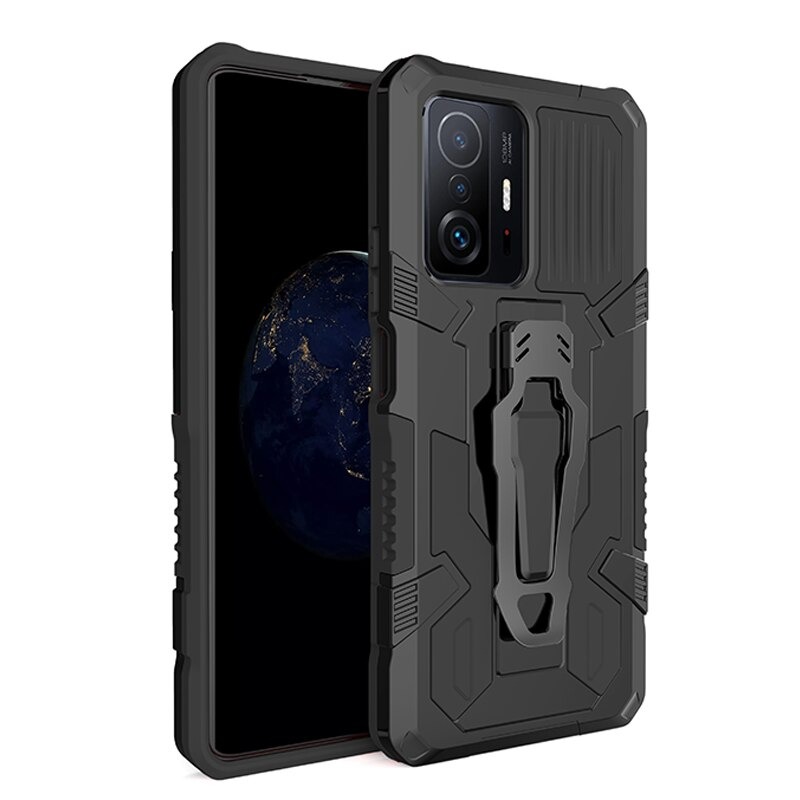 Case Xiaomi 11T / 11T Pro #เคสฝาหลังกันกระแทกมีคลิบหนีบ ไฮบริด พลาสติก+TPU Heavy Duty Rugged Hybrid