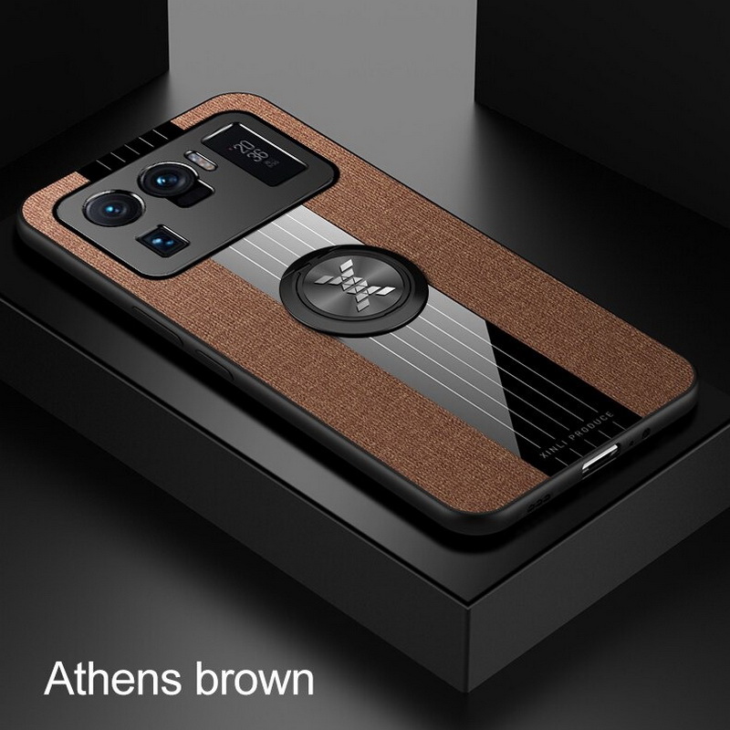 เคส Xiaomi Mi 11 Ultra #เคสฝาหลังเคลือบผ้าเนื้อมีแหวนสวมนิ้ว TPU ไฮบริด+อะคริลิ + แหวนโลหะ