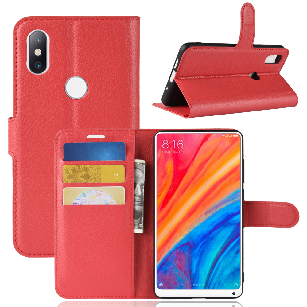 เคส Xiaomi Mi Mix 2s #เคสฝาพับสไตล์กระเป๋าสตางค์หนัง PU ผิวลิ้นจี่สีสันสวยงามทันสมัย
