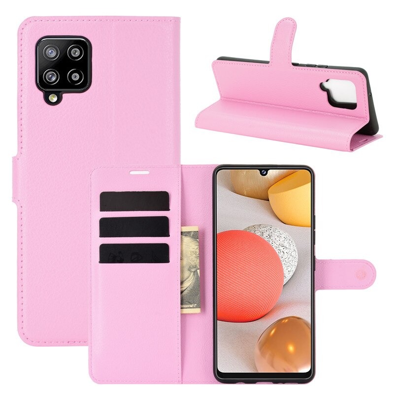 เคส Samsung Galaxy A42 5G #เคสฝาพับสไตล์กระเป๋าสตางค์หนัง PU ผิวลิ้นจี่