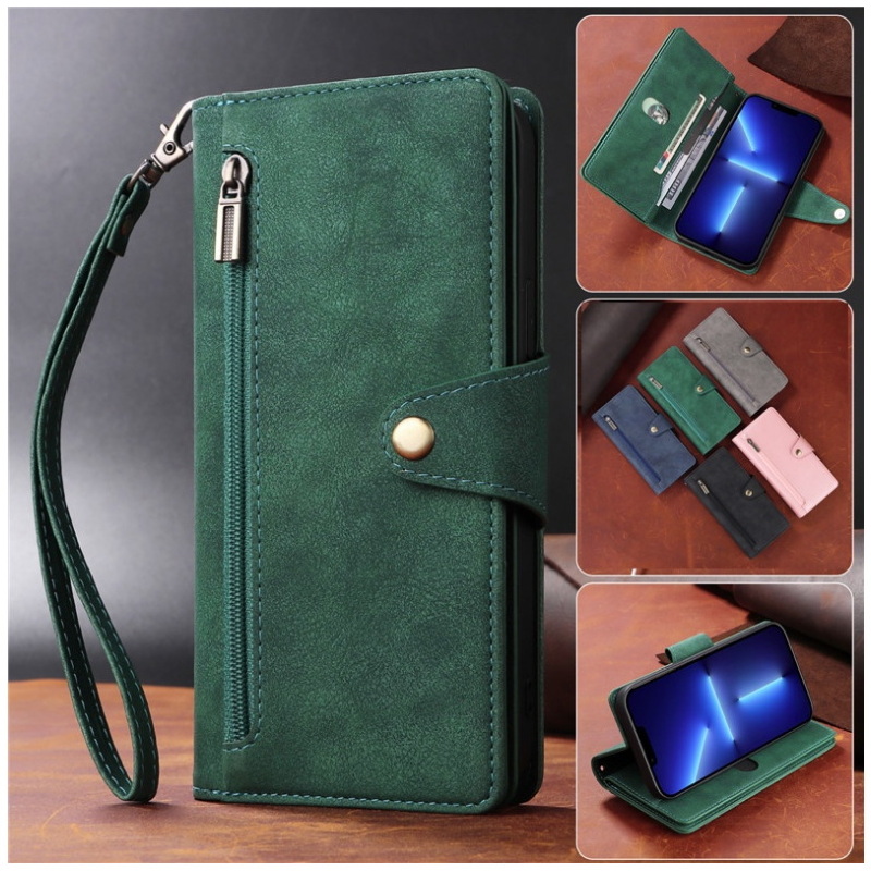 เคส Samsung Galaxy Note 20 Ultra / Note 20 Ultra 5G #เคสฝาพับหนัง PU มีช่องซิปช่องเก็บบัตรหลายช่อง Zipper Wallet Leather Flip Case