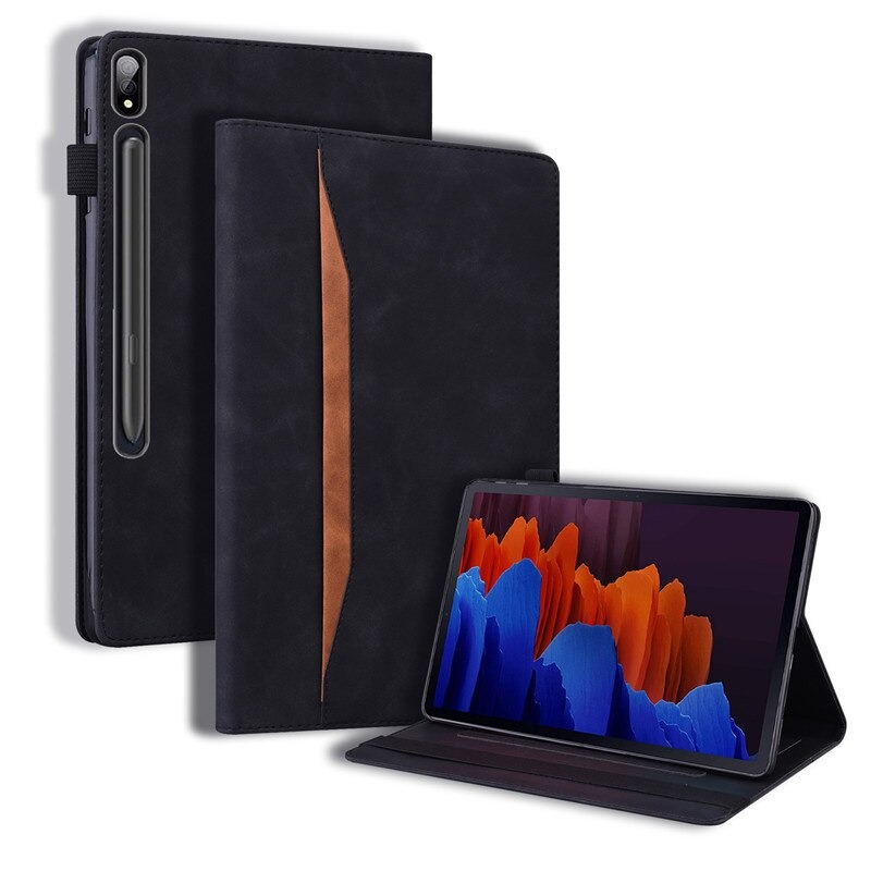 เคส Samsung Galaxy Tab S7 SM-T870 SM-T875 #เคสแบบฝาพับมีช่องเสียบบัตรด้านหน้า PU Leather Business Smart Folio Tablet Cover