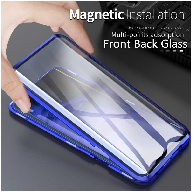 เคส Xiaomi Redmi Note 8 Pro #เคสฝาครอบกระจกขอบโลหะดูดซับแม่เหล็ก Fully Protection Magnetic Adsorption Glass Metal Phone Protective