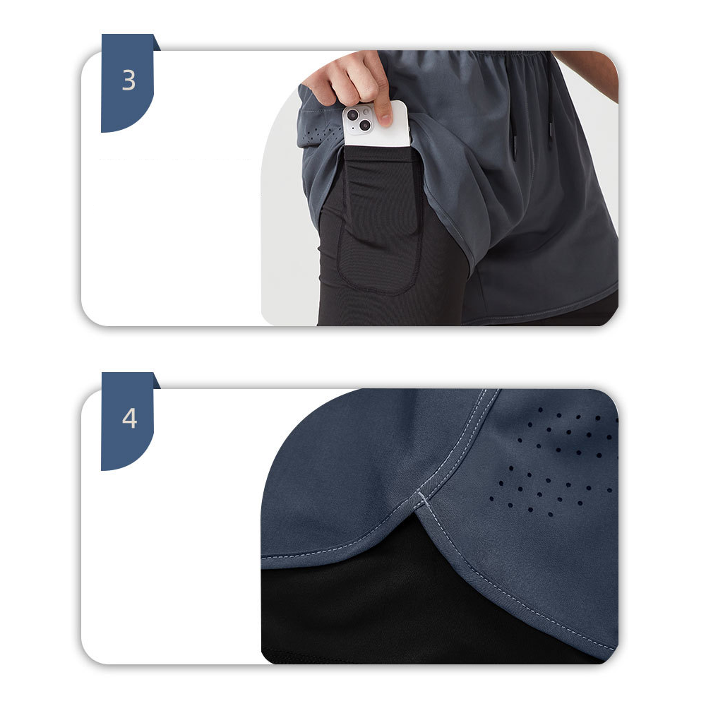 กางเกงวิ่งมาราธอน 2-in-1 โลโก้เรืองแสง (F26)