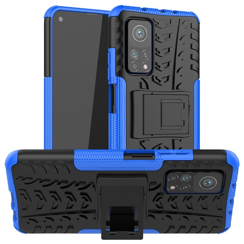 Case Xiaomi Mi 10T Pro #เคสฝาหลังกันลื่น Cool Tyre Pattern Kickstand (PC + TPU)