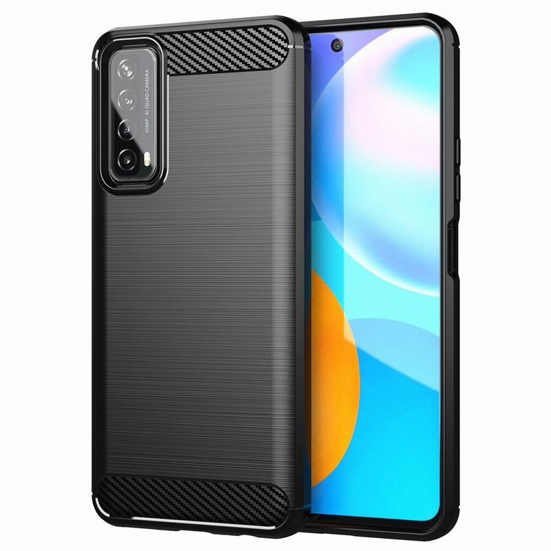 Case Huawei Y7a #เคสฝาหลังตกแต่งคาร์บอนไฟเบอร์ ผิวขัดแปรง Brushered TPU Back Case