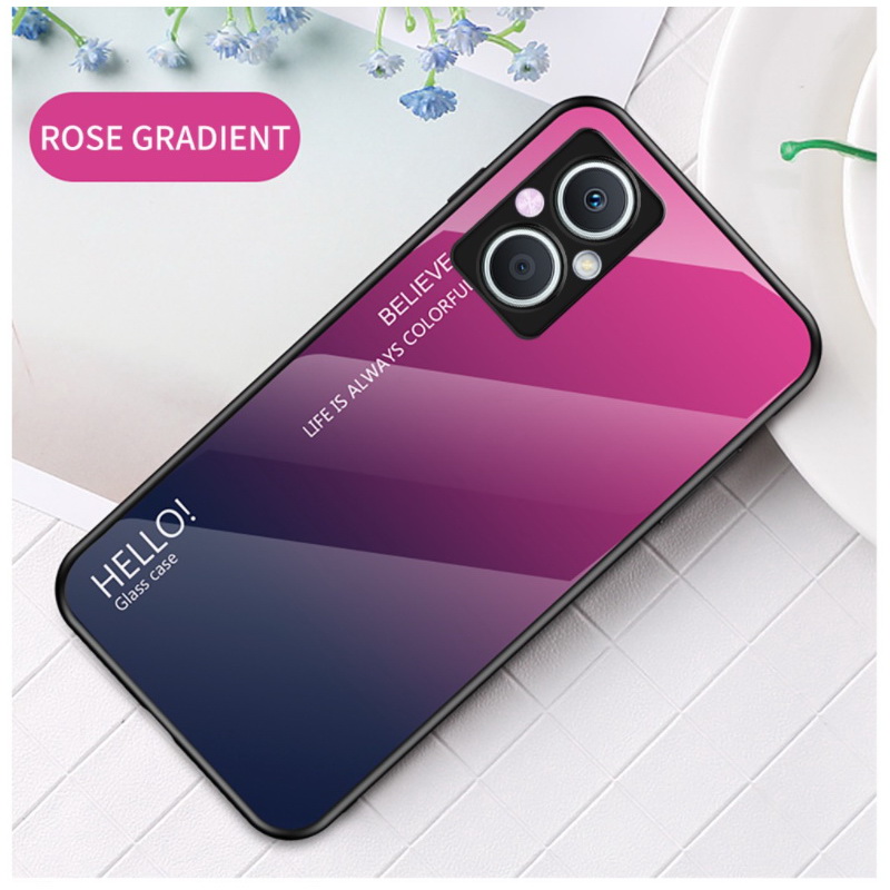 เคส OPPO Reno 7z 5G #เคสฝาหลัง Gradient Color Glass + PC + TPU Hybrid Case