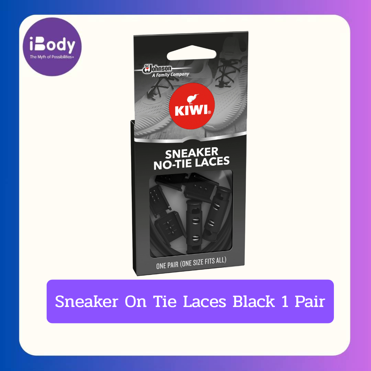 KIWI® Sneaker On-Tie Laces 1 Pair กีวี เชือกผูกรองเท้าแบบไม่ต้องผูก เชือกรองเท้าแบบรูด