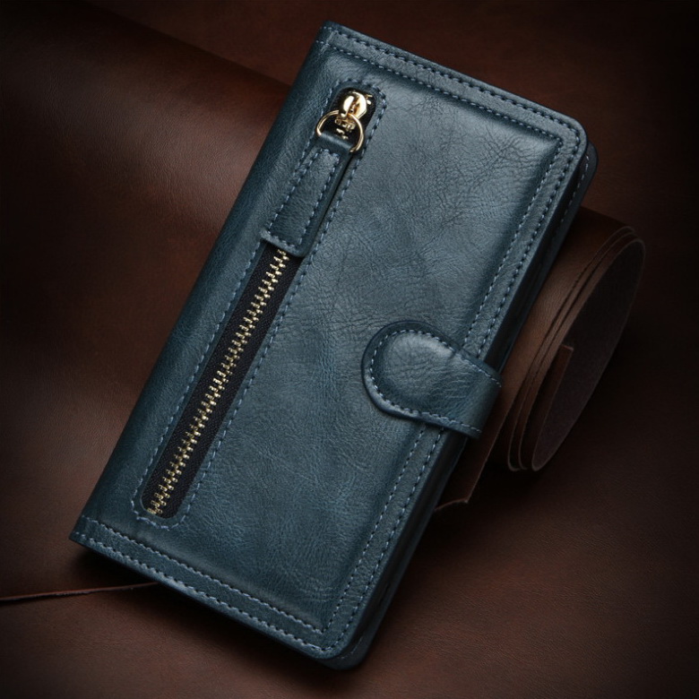 Case Samsung Galaxy Note 10+ #เคสฝาพับแบบกระเป๋าสตางค์ช่องใส่บัตรหลายช่อง Multi-slot Wallet Zippered Leather พร้อมสายคล้อง