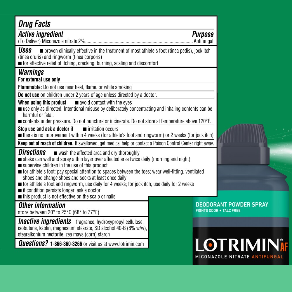Lotrimin® Antifungal Foot Powder Spray 133 g สเปรย์แป้ง ระงับกลิ่นเท้า ความคัน สเปรย์แป้งเท้า itching, burning, crackin