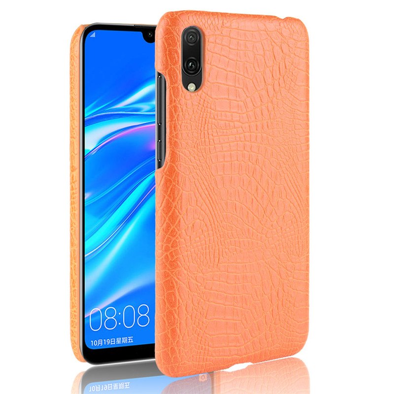 Case Huawei Y7 Pro (2019) #เคสฝาหลังพลาสติกแข็งเคลือบหนัง PU ลายผิวหนังจระเข้