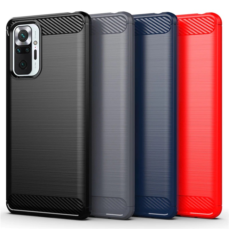 เคส Redmi Note 10S #เคสฝาหลังตกแต่งคาร์บอนไฟเบอร์ ผิวขัดแปรง Brushered TPU Back Case