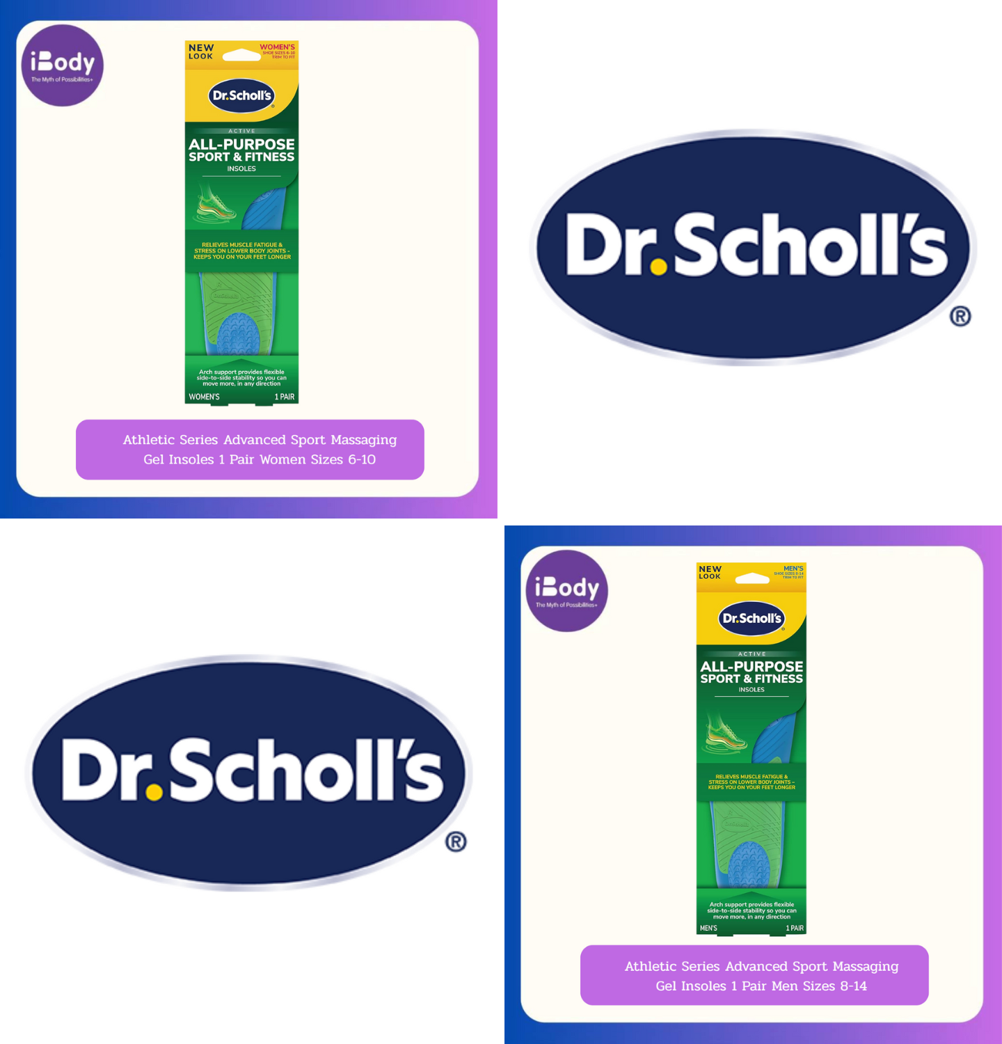 Dr.Scholl's® Active ALL-PURPOSE SPORT & FITNESS INSOLES 1 Pair แผ่นรองรองเท้า นักกีฬา และออกกำลังกาย