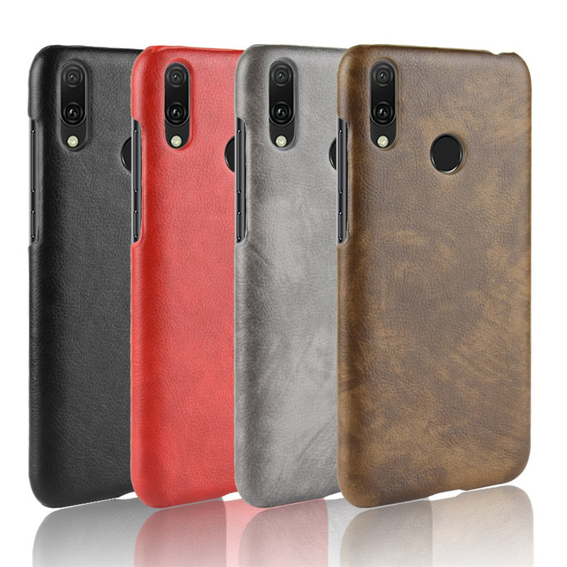 เคส Huawei Y9 (2019) #เคสฝาหลังพลาสติกแข็งเคลือบหนัง PU ลายผิวลิ้นจี่ Litchi Skin Leather Coated