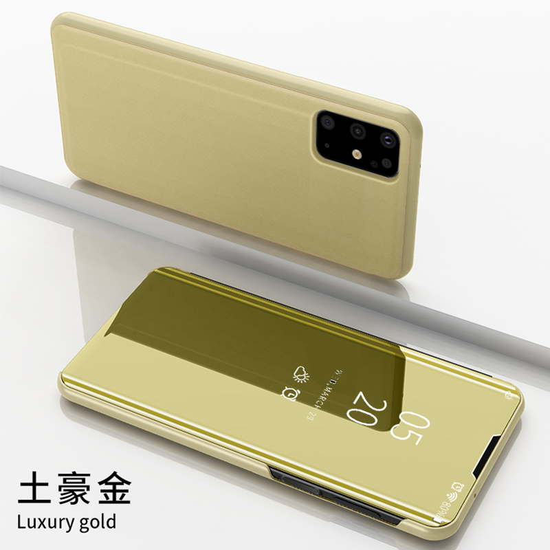 เคส Samsung Galaxy S10 Lite #เคสฝาพับปกโปร่งแสงผิวเงา Electroplating Mirror Surface Window View