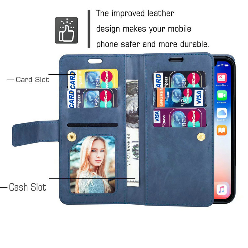 Case Huawei P40 Pro #เคสฝาพับแบบกระเป๋าสตางค์ช่องใส่บัตรหลายช่อง Multi-slot Wallet Zippered Leather พร้อมสายคล้อง