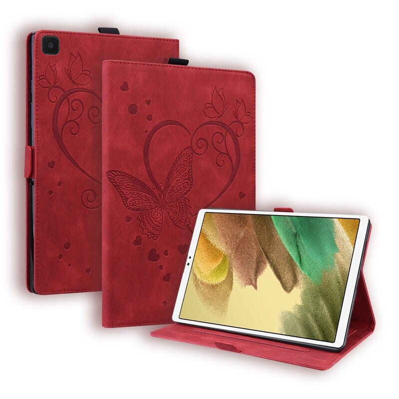 เคส Samsung Galaxy Tab A 8.0 (2019) T290 T295 #เคสฝาพับหนัง PU ลายผีเสื้อมีช่องใส่บัตร Embossed Love Butterflies Flip Leather Case