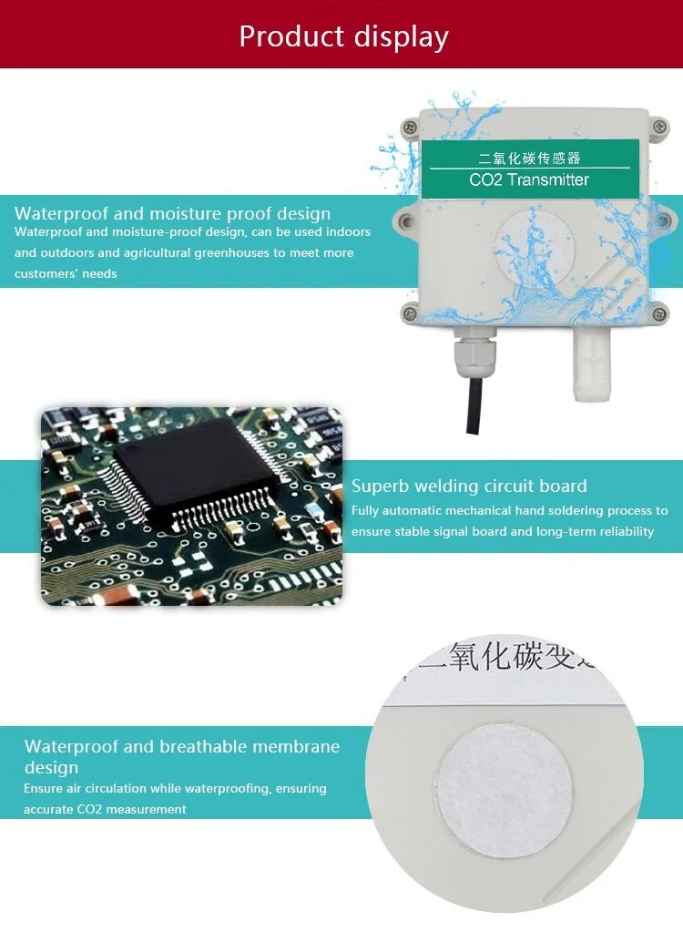 เซนเซอร์วัดค่า carbon dioxide sensors Co2 Rs485 4 in 1