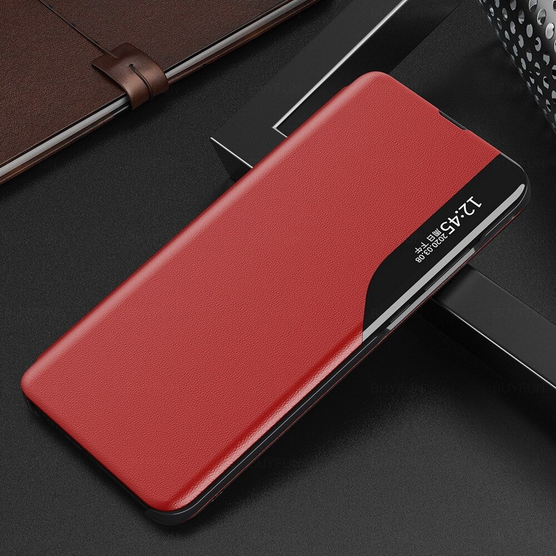เคส Samsung Galaxy A13 4G#เคสฝาพับเคลือบผิวหนัง PU มีช่องวิวด้านข้างพับวางตั้งได้ Smart Flip kickstand leather Cover