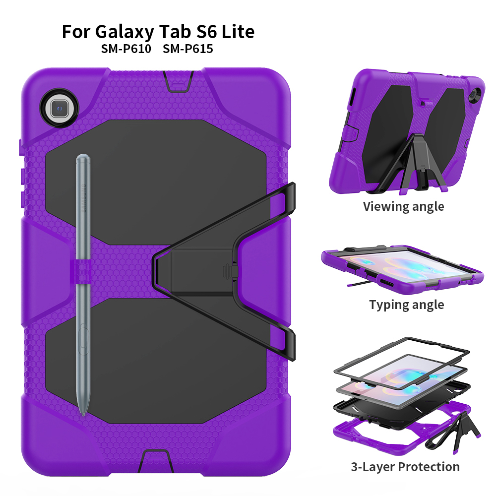 เคส Samsung Galaxy Tab S6 Lite 10.4 SM-P610 P615 P617 #เคสไฮบริดกันกระแทก ซิลิโคน+พลาสติกกันกระแทกมีขาตั้ง Shockproof Heavy Duty Armor