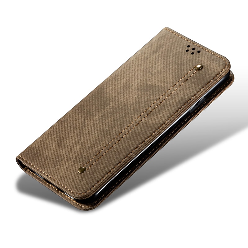 Case OPPO F11#เคสฝาพับสไตล์ย้อนยุคผิวผ้ายีนส์แบบกระเป๋าสตางค์