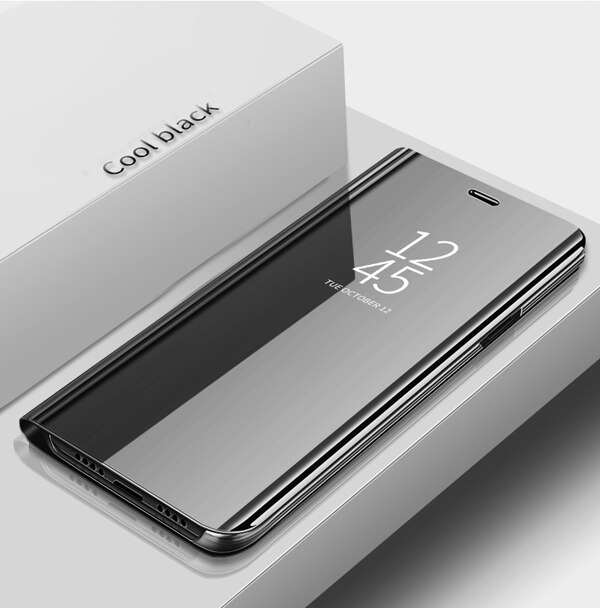 เคส Huawei Y7p #เคสฝาพับปกโปร่งแสงผิวเงา Electroplating Mirror Surface Window View